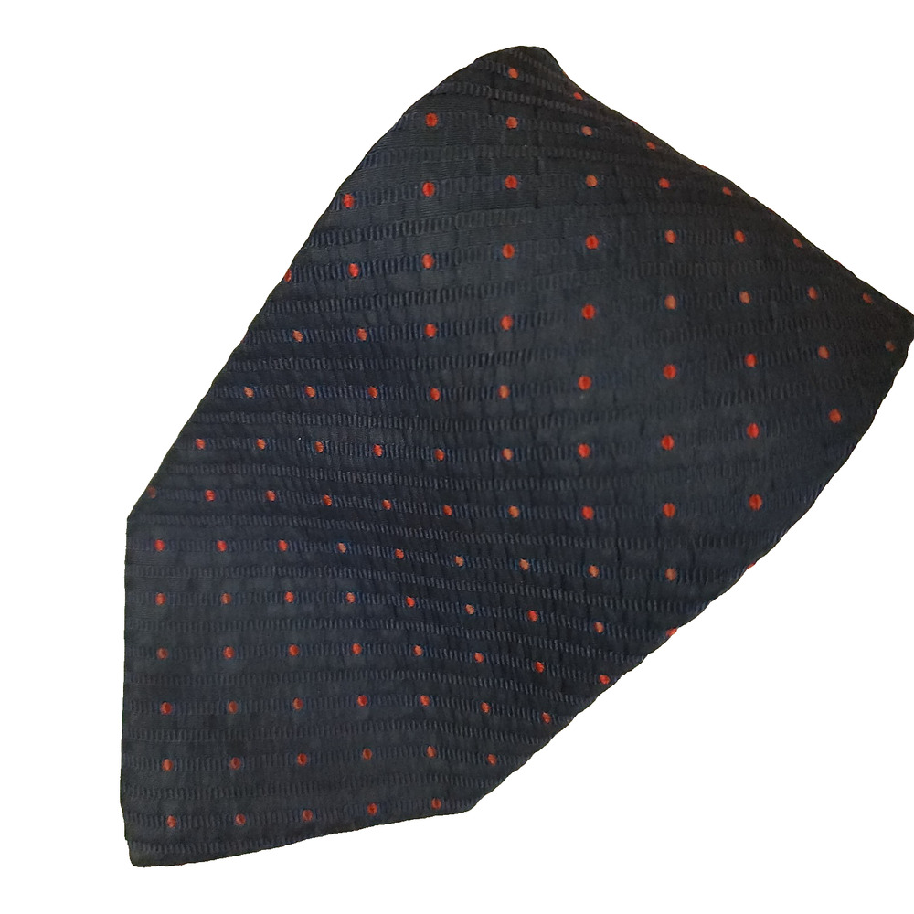 Lamberti 100% Silk Necktie Blue with Red Polka Dots Italy